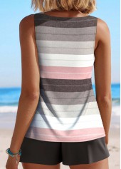 Multi Color swimwear,Striped swimwear,Geometric swimwear,ROTITA Cut Out Multi Color Tankini Set