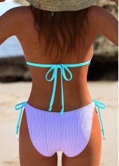 Light Purple swimwear,Plain Color swimwear,ROTITA Patchwork Light Purple Tie Bikini Set
