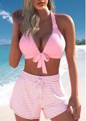 Rotita – Überkreuztes rosa gestreiftes Bikini-Set