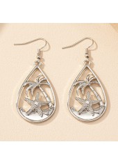 Silvery White jewelry,Plain Color jewelry,Silvery White Alloy Starfish Design Earrings