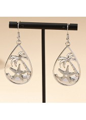 Silvery White jewelry,Plain Color jewelry,Silvery White Alloy Starfish Design Earrings