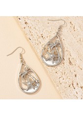 Silvery White jewelry,Plain Color jewelry,Silvery White Alloy Starfish Design Earrings