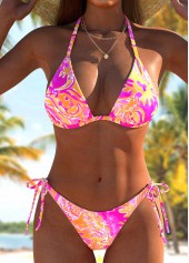Hot Pink swimwear,Paisley swimwear,ROTITA Three-piece Hot Pink Paisley Print Bikini Set