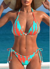 Rotita – Gerüschtes Bikini-Set in Cyan mit Bindeband hinten