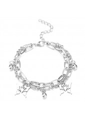 Silvery White jewelry,Butterfly Layered Chain Silvery White Alloy Anklet