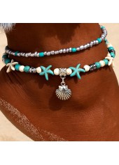 bracelet de cheville en alliage vert menthe superposé