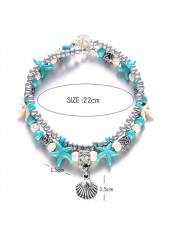 Mint Green jewelry,Shell Layered Mint Green Alloy Anklet