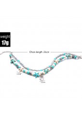 Mint Green jewelry,Animal Print jewelry,Geometric jewelry,Mint Green Alloy Starfish Layered Anklets