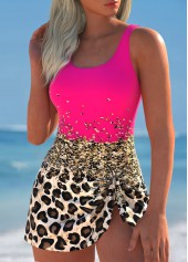 Hot Pink swimwear,Leopard swimwear,ROTITA Tie Hot Pink Leopard One Piece Swimdress