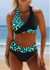 ensemble de bikini noir à imprimé floral surplis Rotita