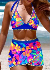 ROTITA Tie Royal Blue Floral Print Bikini Set