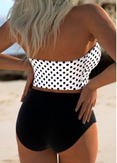 Black swimwear,White swimwear,Dot swimwear,ROTITA Lace Up Black Polka Dot Bikini Set
