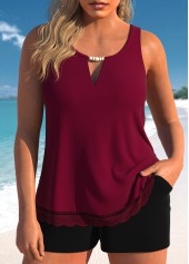Rotita – Tankini-Set aus Spitze in Weinrot mit Cut-outs