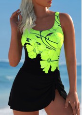 Rotita Tie - Robe de bain une pièce à imprimé floral vert fluo