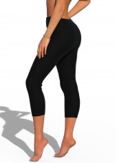 Black swimwear,Plain Color swimwear,ROTITA Black Stretchy Material High Waisted Swimming Pants