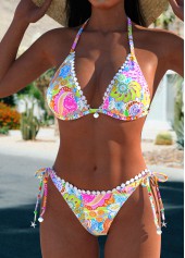 Multi Color swimwear,Geometric swimwear,Floral swimwear,Plants swimwear,Tribal swimwear,ROTITA Patchwork Multi Color Geometric Print Bikini Set
