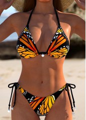 Rotita – Oranges Bikini-Set mit Schmetterlings-Print