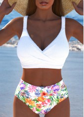 Rotita – Überkreuztes Bikini-Set mit Blumenmuster in Weiß