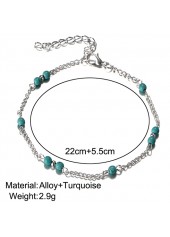 Mint Green jewelry,Geometric jewelry,Mint Green Alloy Turquoise Beaded Anklet