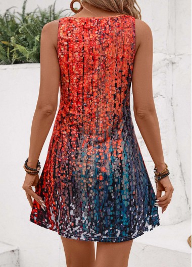 Multi Color dresses,Ombre dresses,Everyday dresses,Casual dresses,Button Ombre Multi Color Short A Line Sleeveless Dress