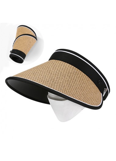 Light Camel accessories,Black accessories,Contrast Color accessories,Light Camel Weave Design Sun Hat