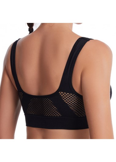Black intimates,Plain Color intimates,Scoop Neck Breathable Black Sports Bra