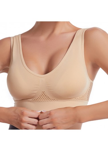 Skin Color sportswear,Plain Color sportswear,Scoop Neck Skin Color Sports Bra