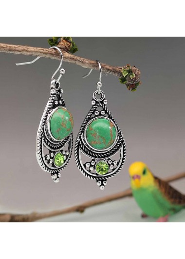 Green jewelry,Geometric jewelry,Teardrop Design Green Geometric Metal Earrings