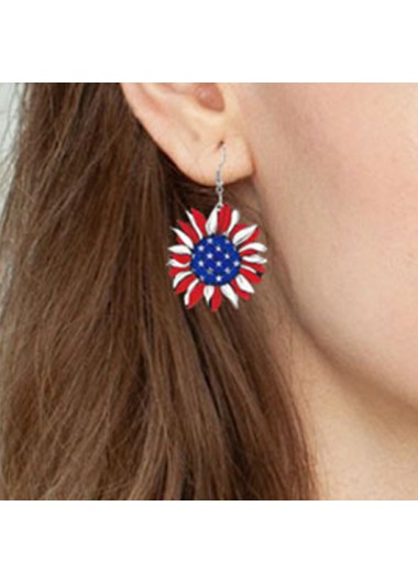 Red jewelry,American Flag Sunflower Red Plastic Earrings