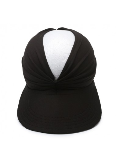 Black accessories,Plain Color accessories,Black Cutout Design Ruched Visor Hat