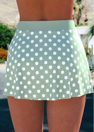 Sage Green swimwear,Dot swimwear,ROTITA Sage Green Polka Dot High Waisted Swim Skirt