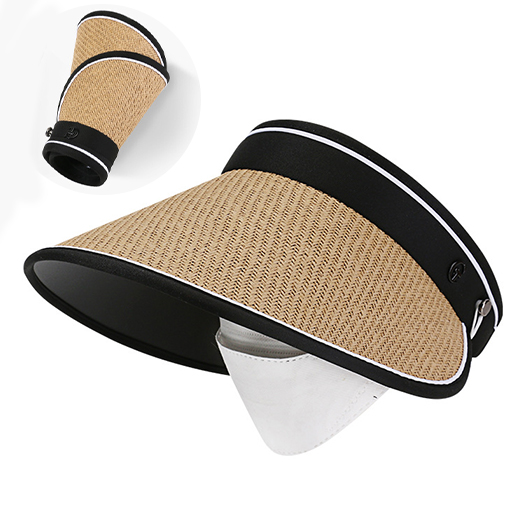 Light Camel accessories,Black accessories,Contrast Color accessories,Light Camel Weave Design Sun Hat