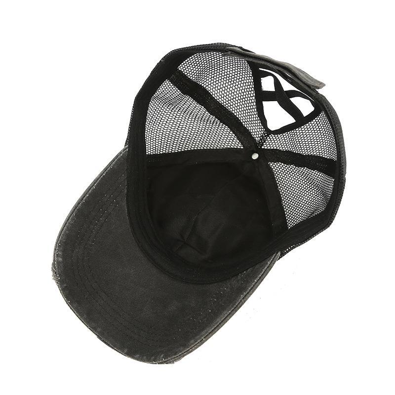 Black accessories,Plain Color accessories,Black Mesh Patchwork Design Baseball Cap