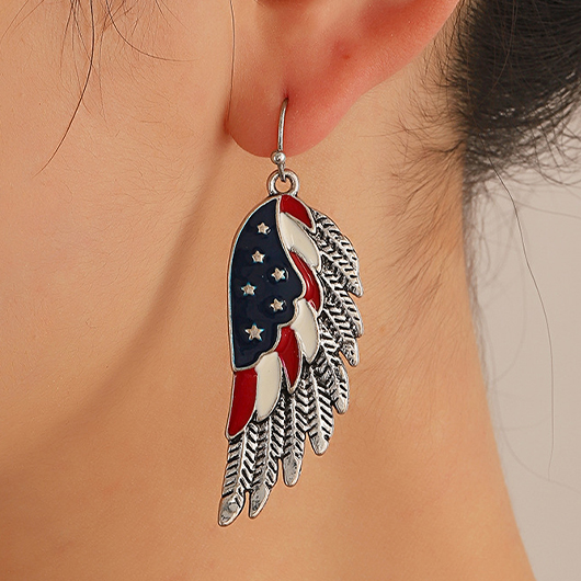 American Flag Wing Navy Alloy Earrings
