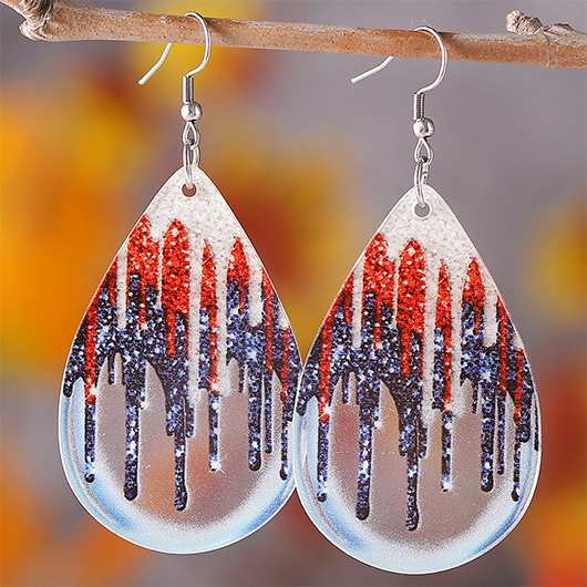 Blue jewelry,Geometric jewelry,American Flag Blue Teardrop Geometric Earrings