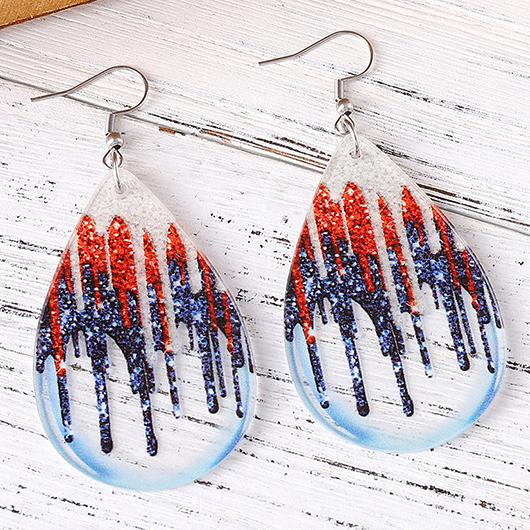 Blue jewelry,Geometric jewelry,American Flag Blue Teardrop Geometric Earrings
