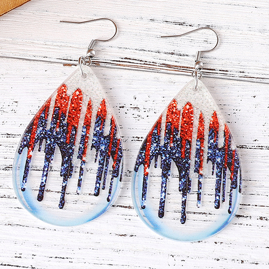 Blue jewelry,Geometric jewelry,American Flag Blue Teardrop Geometric Earrings