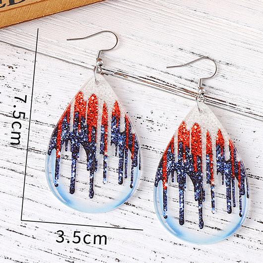 Blue jewelry,Geometric jewelry,American Flag Blue Teardrop Geometric Earrings