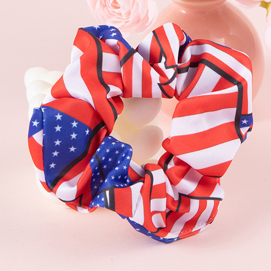 American Flag Hair Accessory Red Scrunchie