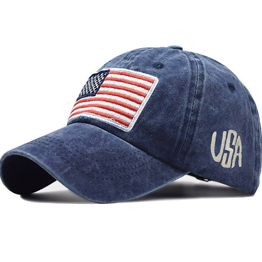 American Flag Letter Blue Hat Baseball Cap