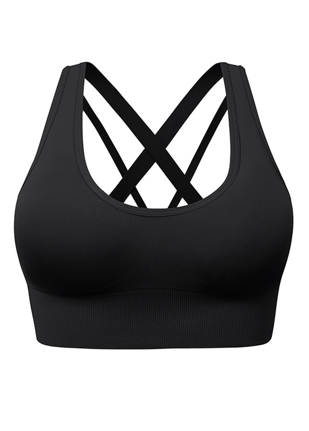 Black intimates,Plain Color intimates,Criss Cross Scoop Black Sports Bra