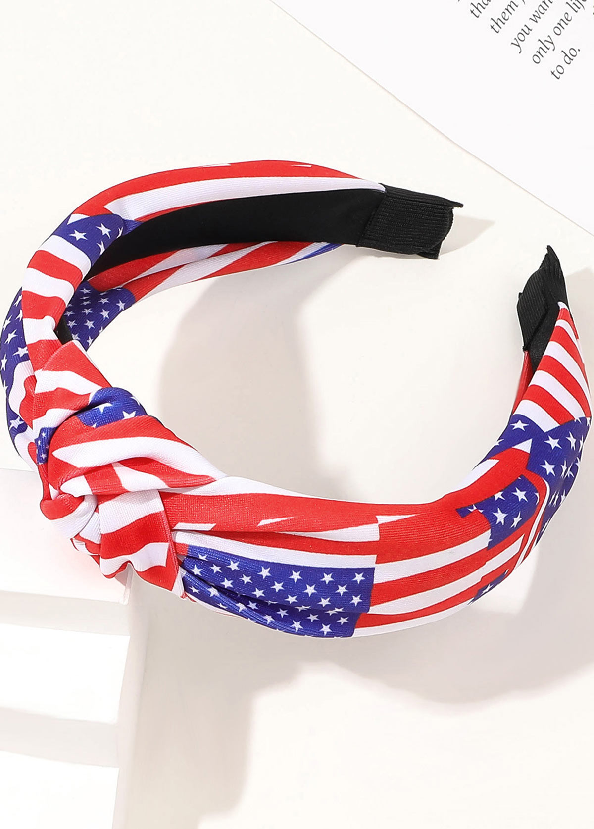 American Flag Knotted Detail Red Headband