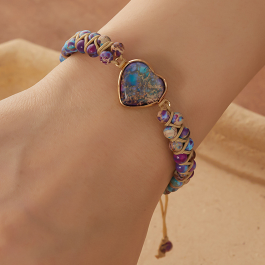 Heart Weaving Beaded Light Purple Bracelet