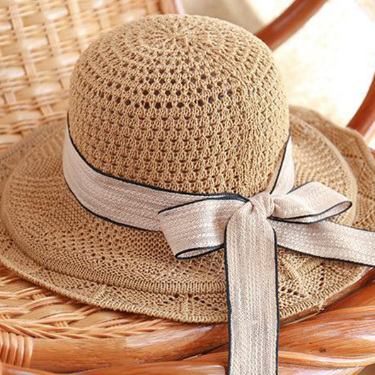 Dark Camel accessories,Plain Color accessories,Bowknot Dark Camel Knitted Visor Hat