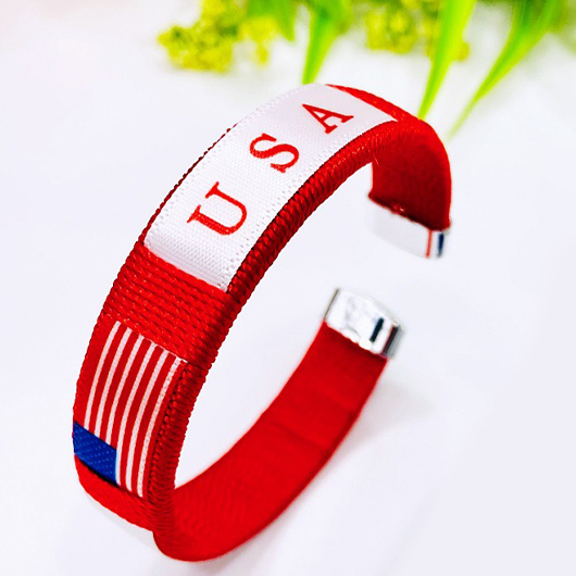 American Flag Red C-Shaped Plastic Bracelet