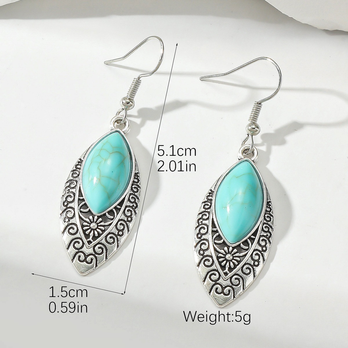 Mint Green jewelry,Mint Green Hollow Retro Alloy Earrings