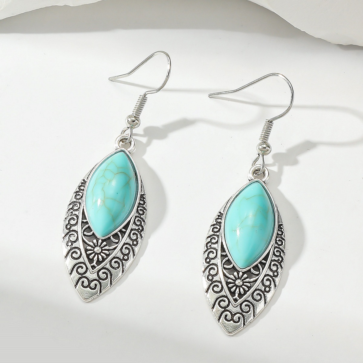 Mint Green jewelry,Mint Green Hollow Retro Alloy Earrings