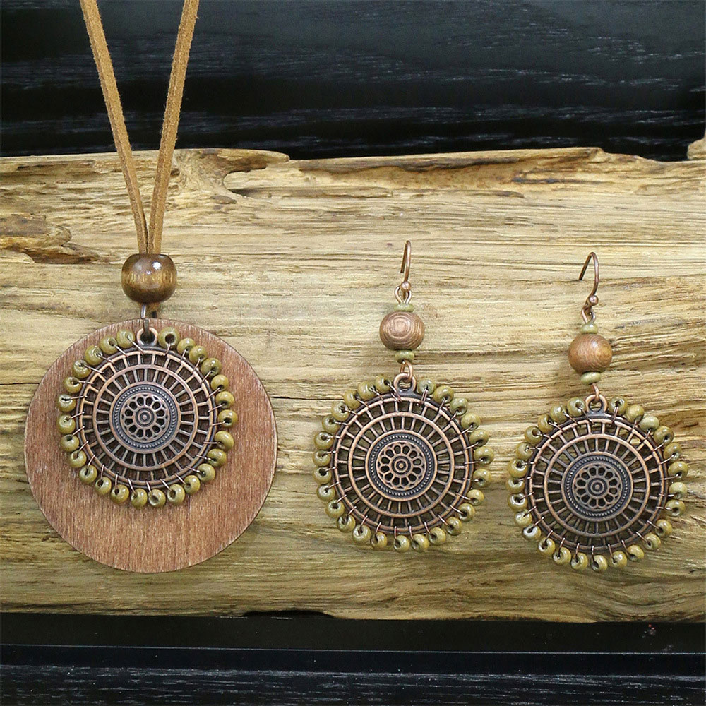 Light Coffee jewelry,Contrast Color jewelry,Round Vintage Light Coffee Alloy Earrings