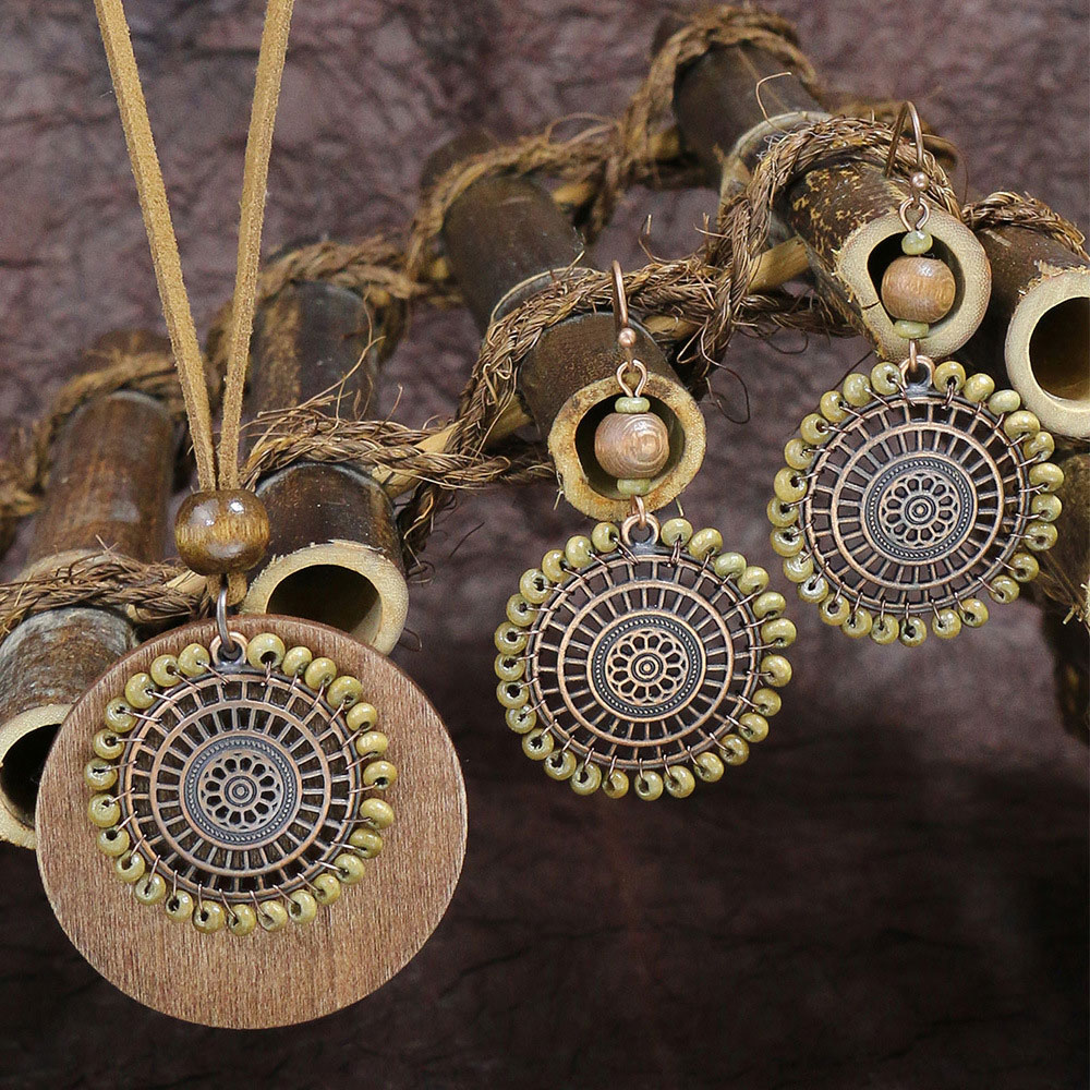 Light Coffee jewelry,Contrast Color jewelry,Round Vintage Light Coffee Alloy Earrings