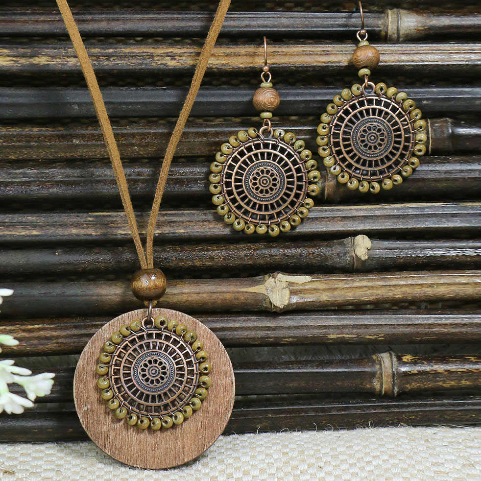 Light Coffee jewelry,Contrast Color jewelry,Round Vintage Light Coffee Alloy Earrings